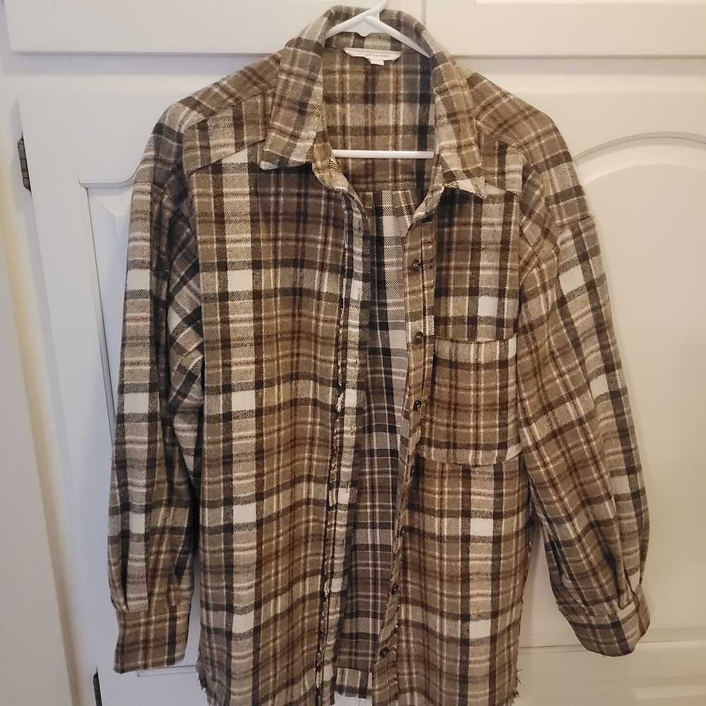 Plaid Brown Tan Woman's Shacket